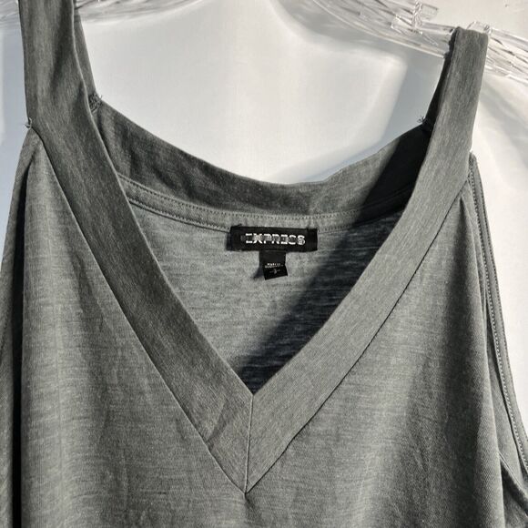 S Express Gray Woman Blouse Cold Shoulder V-Neck Polyester/cotton/rayon - Picture 4 of 7